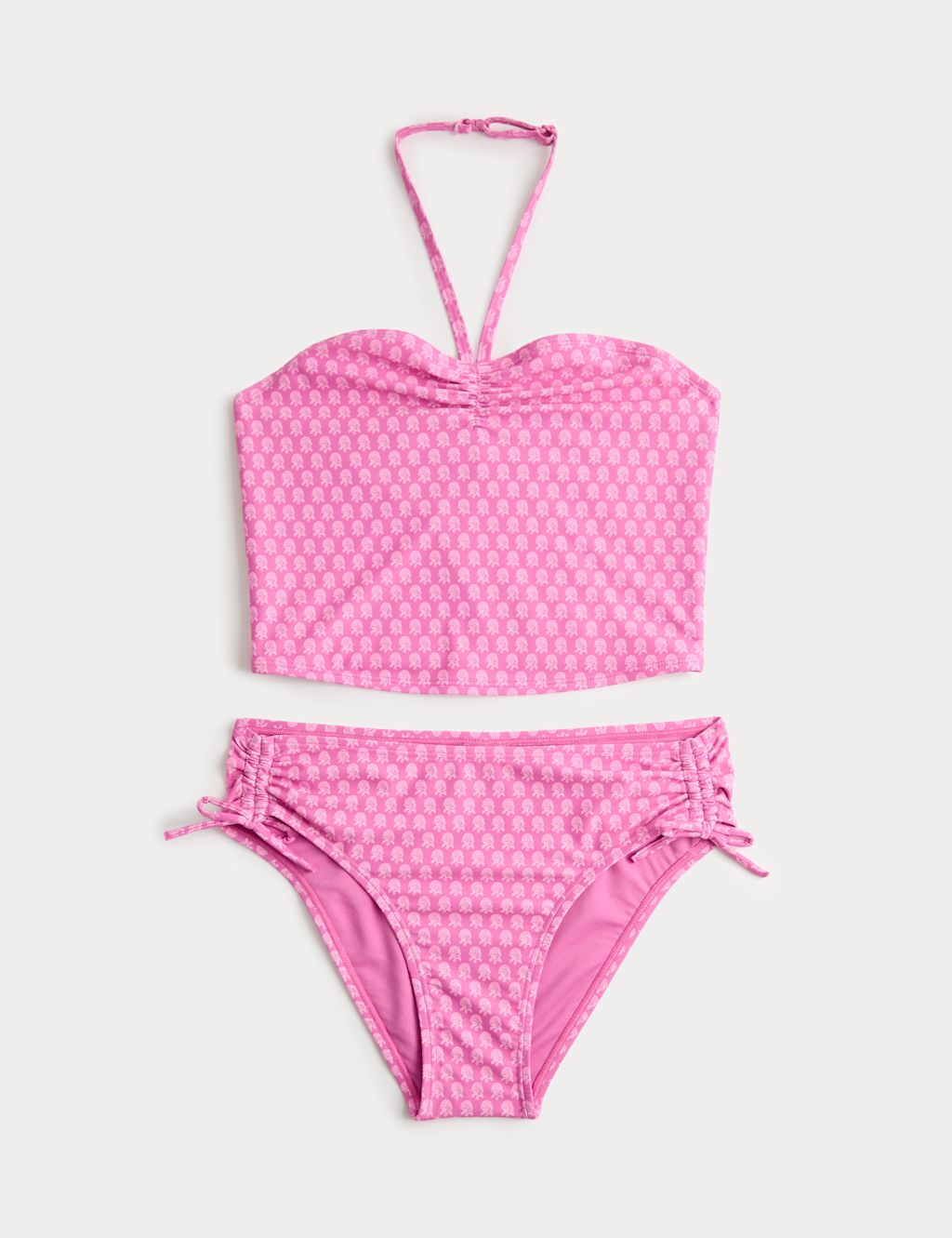 M&S 2 Piece Block Print Tankini (6-16 Yrs) - 10-11 Years - Fuchsia, Fuchsia