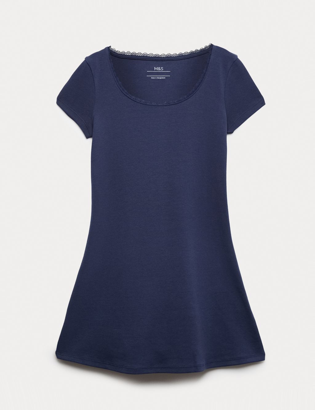 M&S Cotton Rich Lace Trim Dress (6-16 Yrs) - 10-11 Years - Navy, Navy