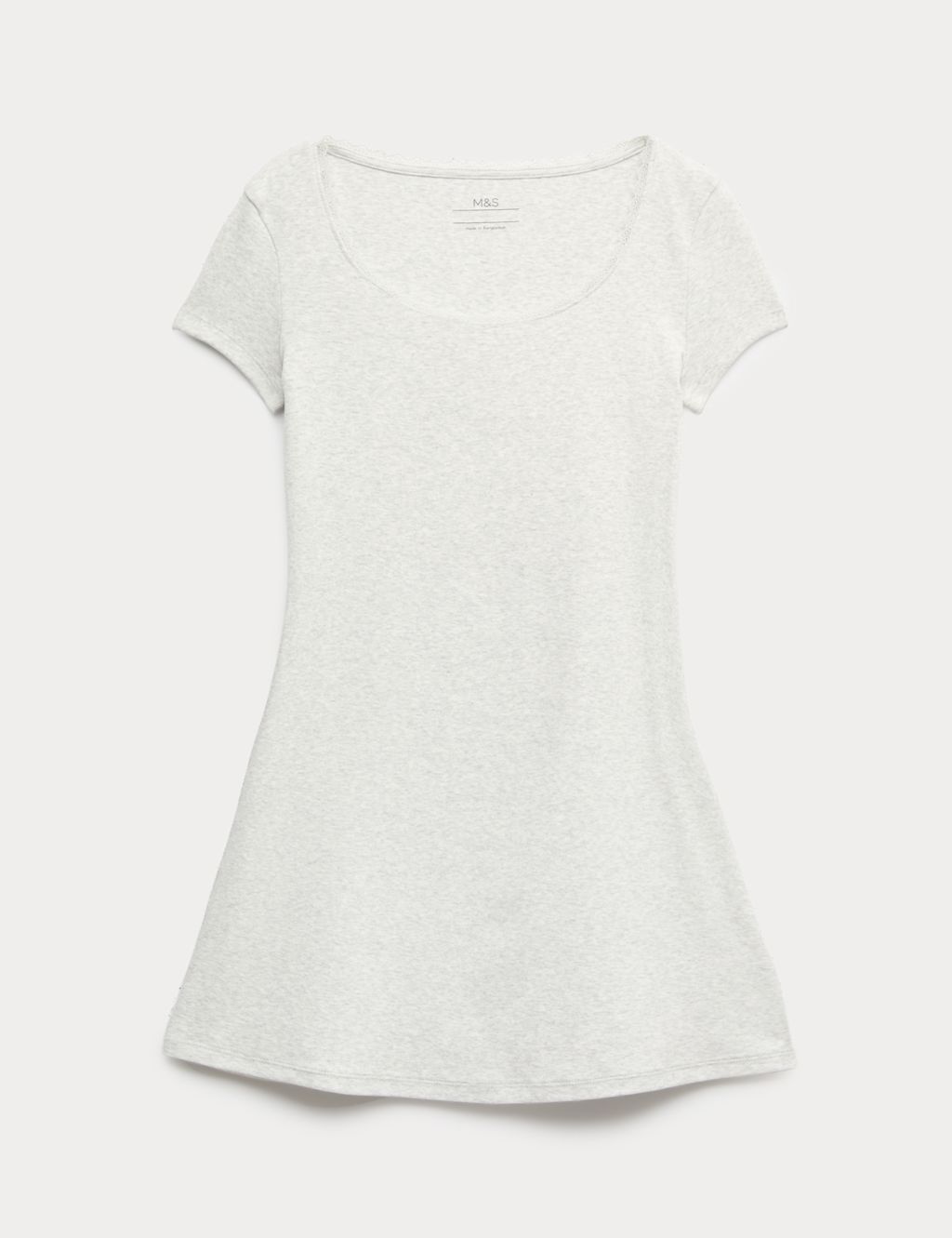M&S Cotton Rich Lace Trim Dress (6-16 Yrs) - 10-11 Years - Grey, Grey