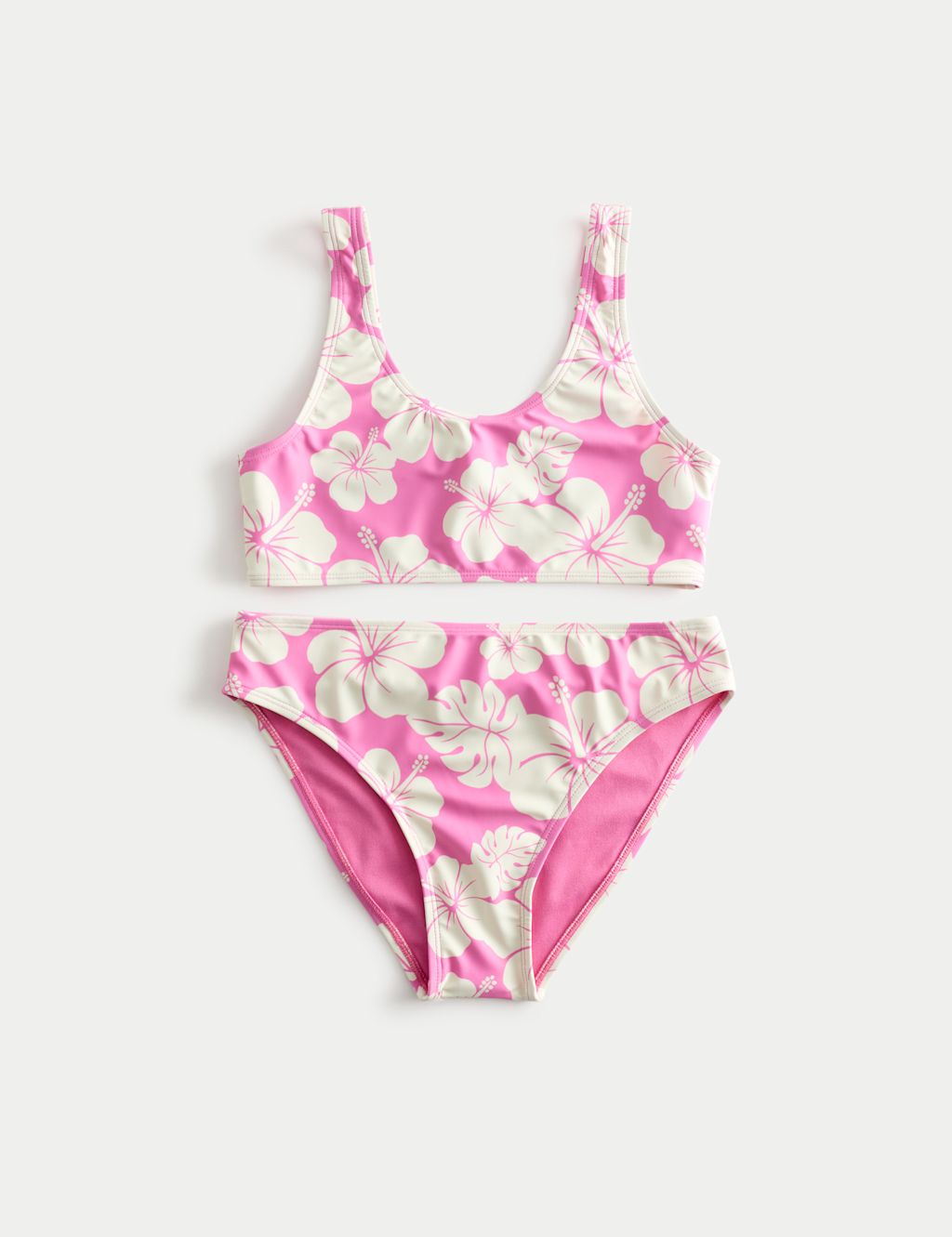 M&S 2 Piece Hibiscus Print Bikini (6-16 Yrs) - 10-11 Years - Fuchsia, Fuchsia