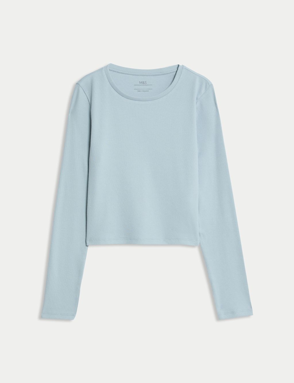 M&S Cotton Rich Ribbed Plain Top (6-16 Yrs) - 10-11 - Blue, Blue