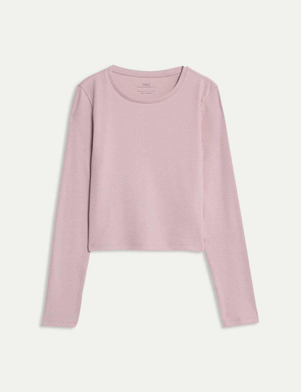 M&S Cotton Rich Ribbed Plain Top (6-16 Yrs) - 13-14 - Pink Cloud, Pink Cloud