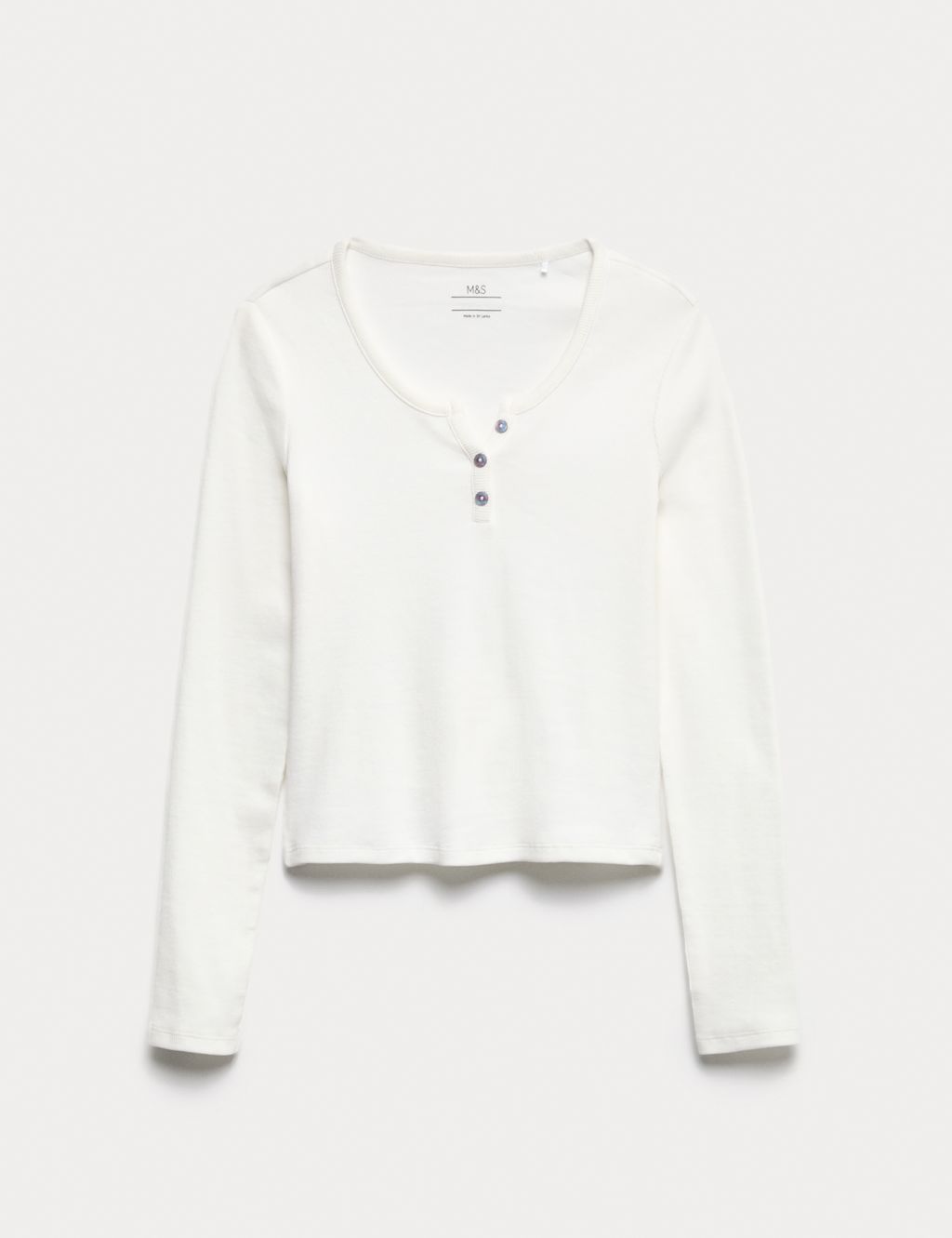 M&S Cotton Rich Henley Top (6-16 Yrs) - 13-14 - Ivory, Ivory