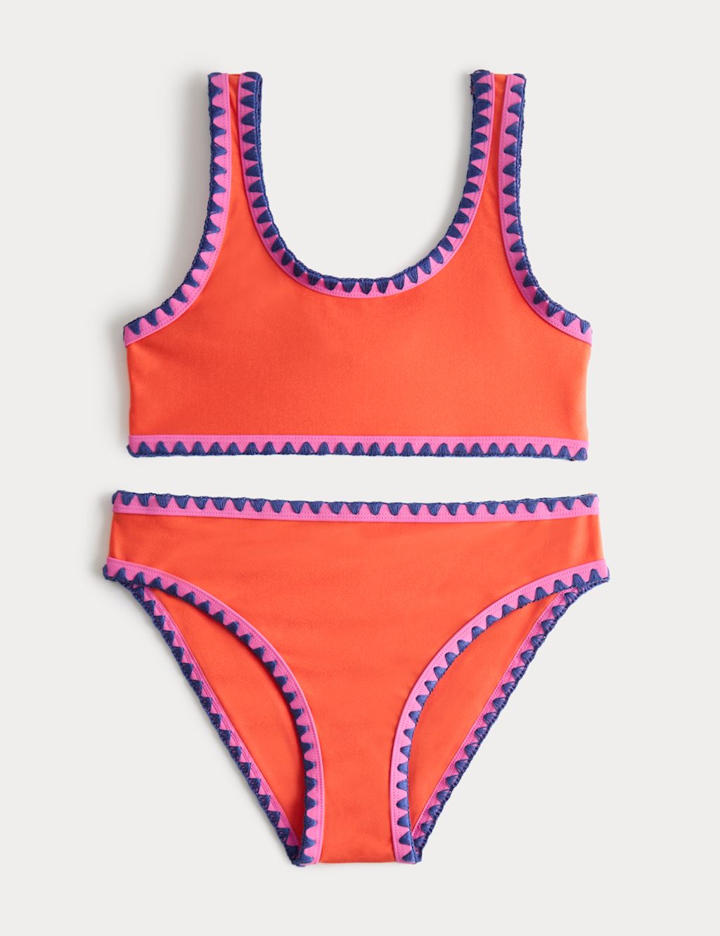 M&S 2 Piece Whipstitch Bikini (6-16 Yrs) - 10-11 Years - Orange, Orange
