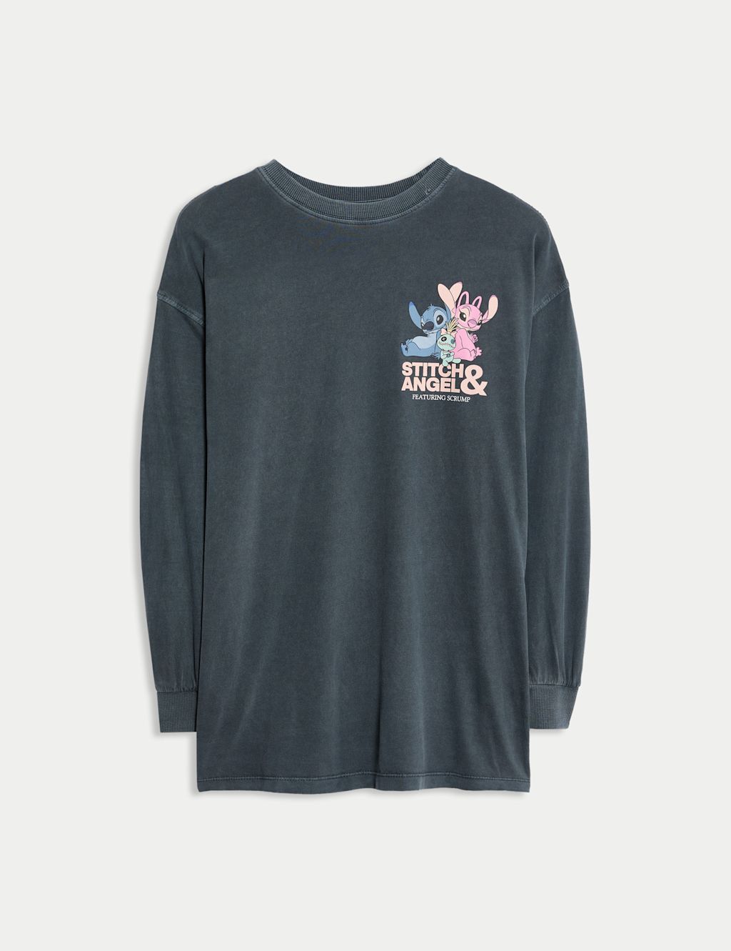 M&S Pure Cotton Lilo & Stitch™ Top (6-16 Yrs) - 10-11 - Carbon, Carbon