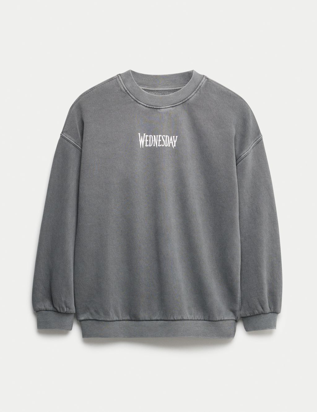 M&S Cotton Rich Wednesday™ Sweatshirt (6-16 Yrs) - 6-7 Y - Carbon, Carbon