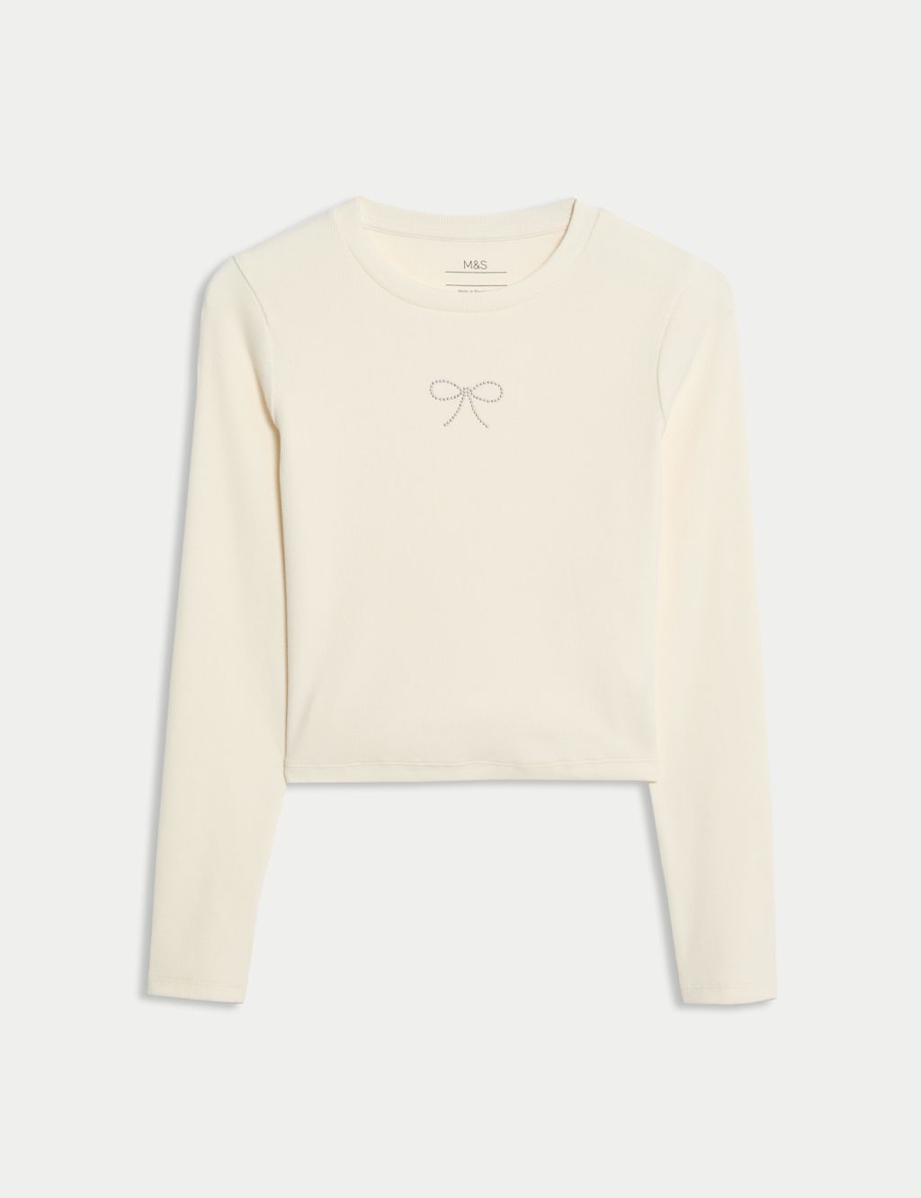 M&S Cotton Rich Slogan Ribbed Top (6-16 Yrs) - 10-11 - Ecru, Ecru