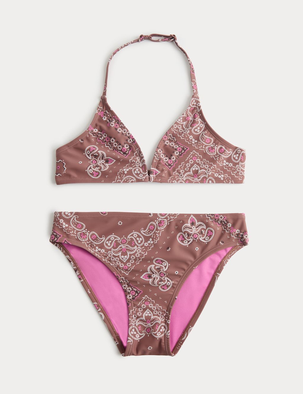 M&S 2 Piece Paisley Print Bikini (6-16 Yrs) - 10-11 Years - Mocha Mix, Mocha Mix