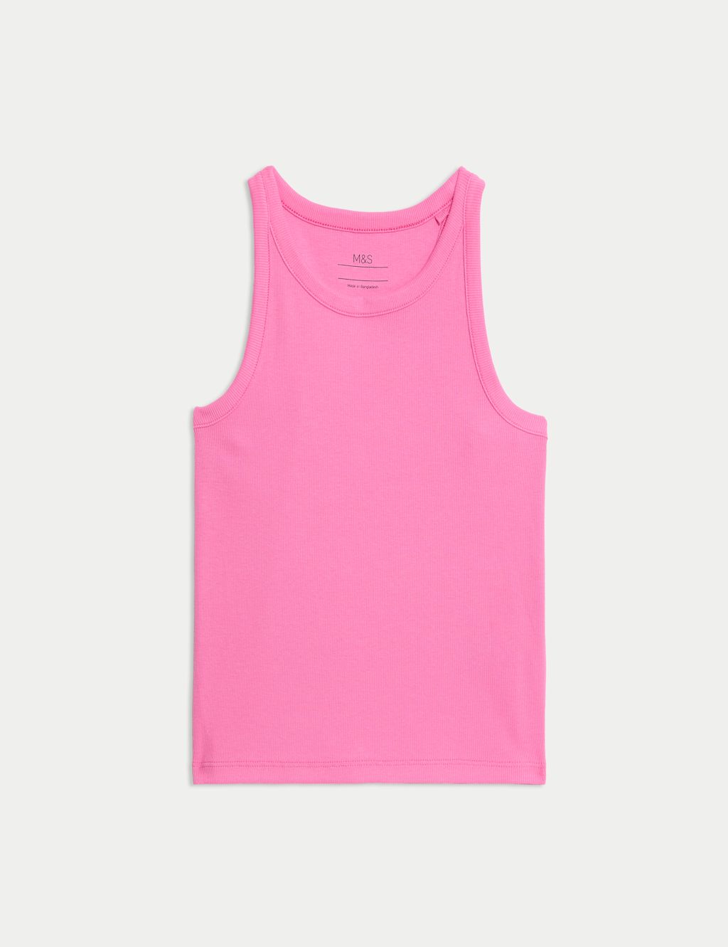 M&S Cotton Rich Ribbed Vest (2-16 Yrs) - 2-3 Y - Hot Pink, Hot Pink