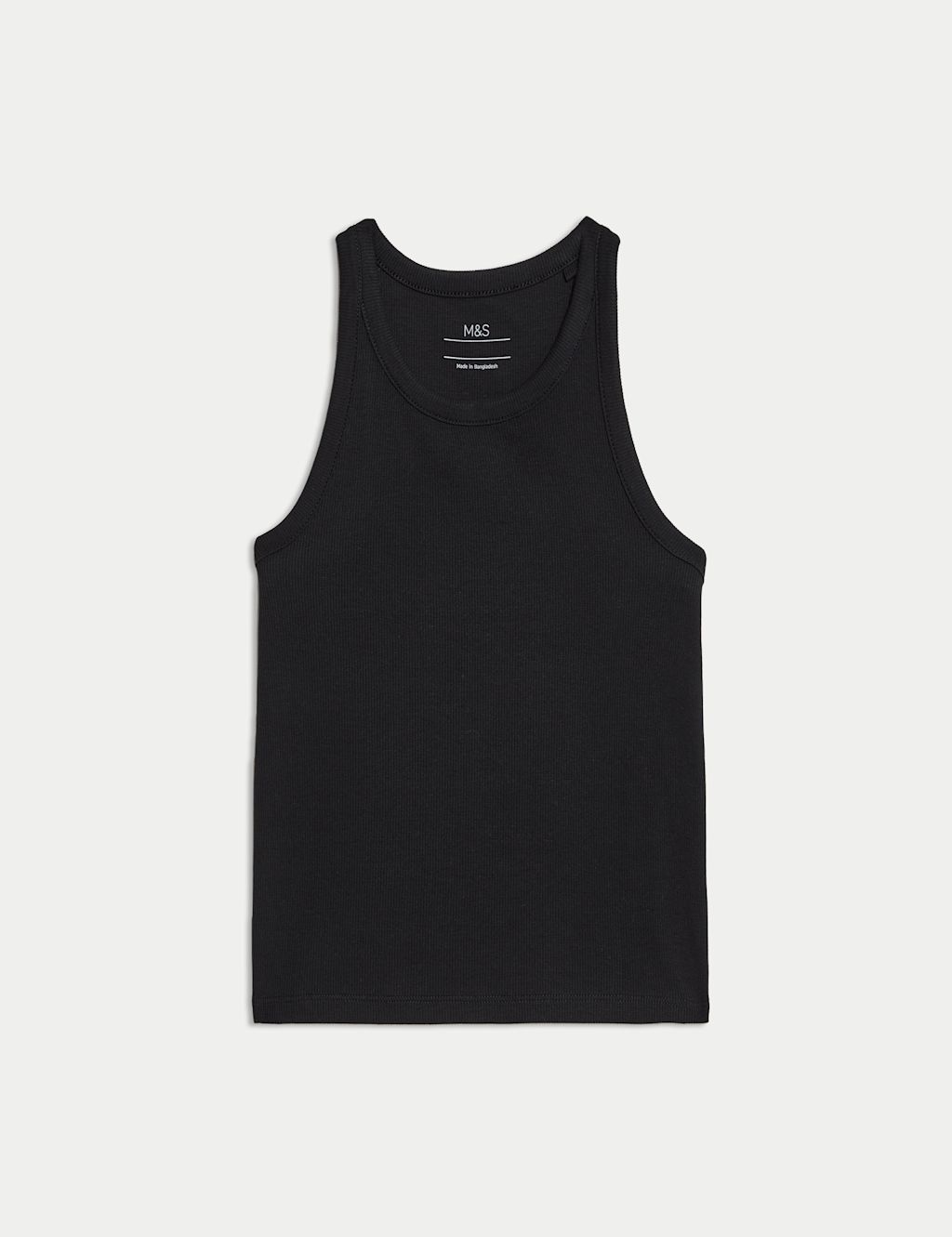 M&S Cotton Rich Ribbed Vest (2-16 Yrs) - 10-11 Years - Black, Black