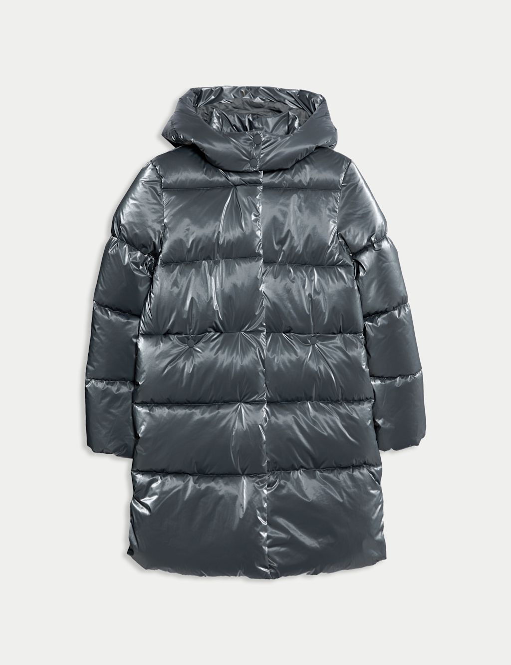 M&S Longline Padded Hooded Coat (6-16 Yrs) - 10-11 - Carbon, Carbon