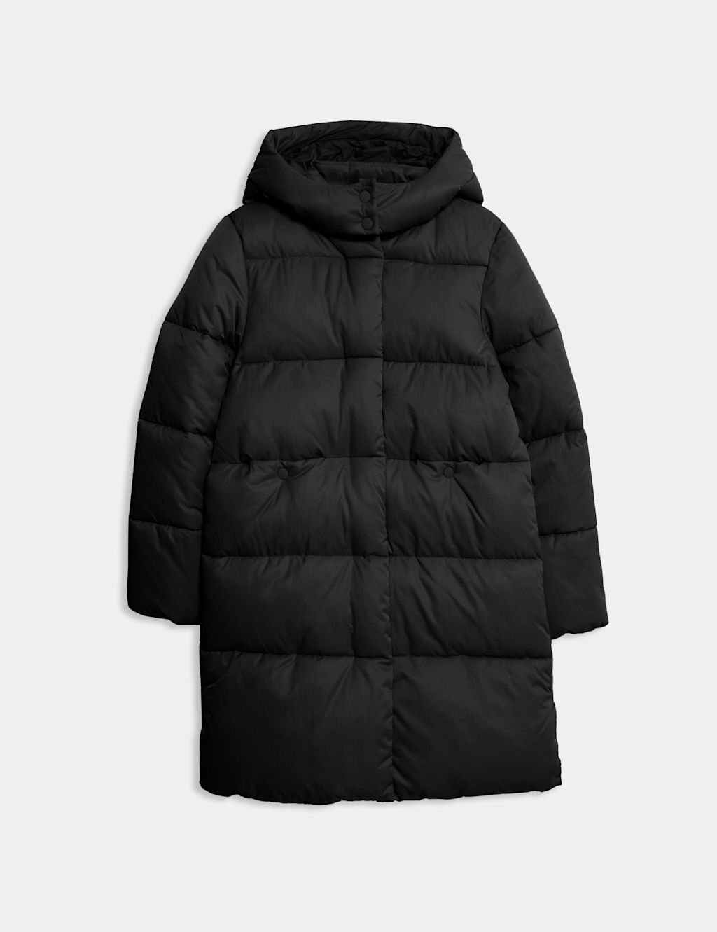 M&S Longline Padded Hooded Coat (6-16 Yrs) - 7-8 Y - Black, Black
