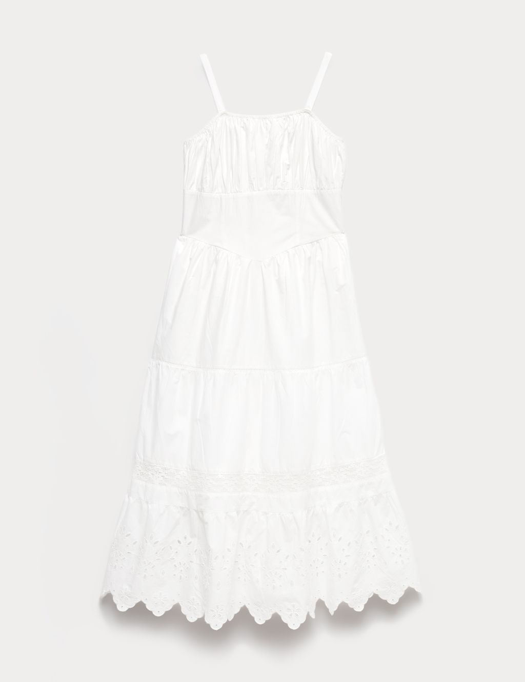 M&S Pure Cotton Broderie Maxi Dress (6-16 Yrs) - 10-11 Years - Ivory, Ivory