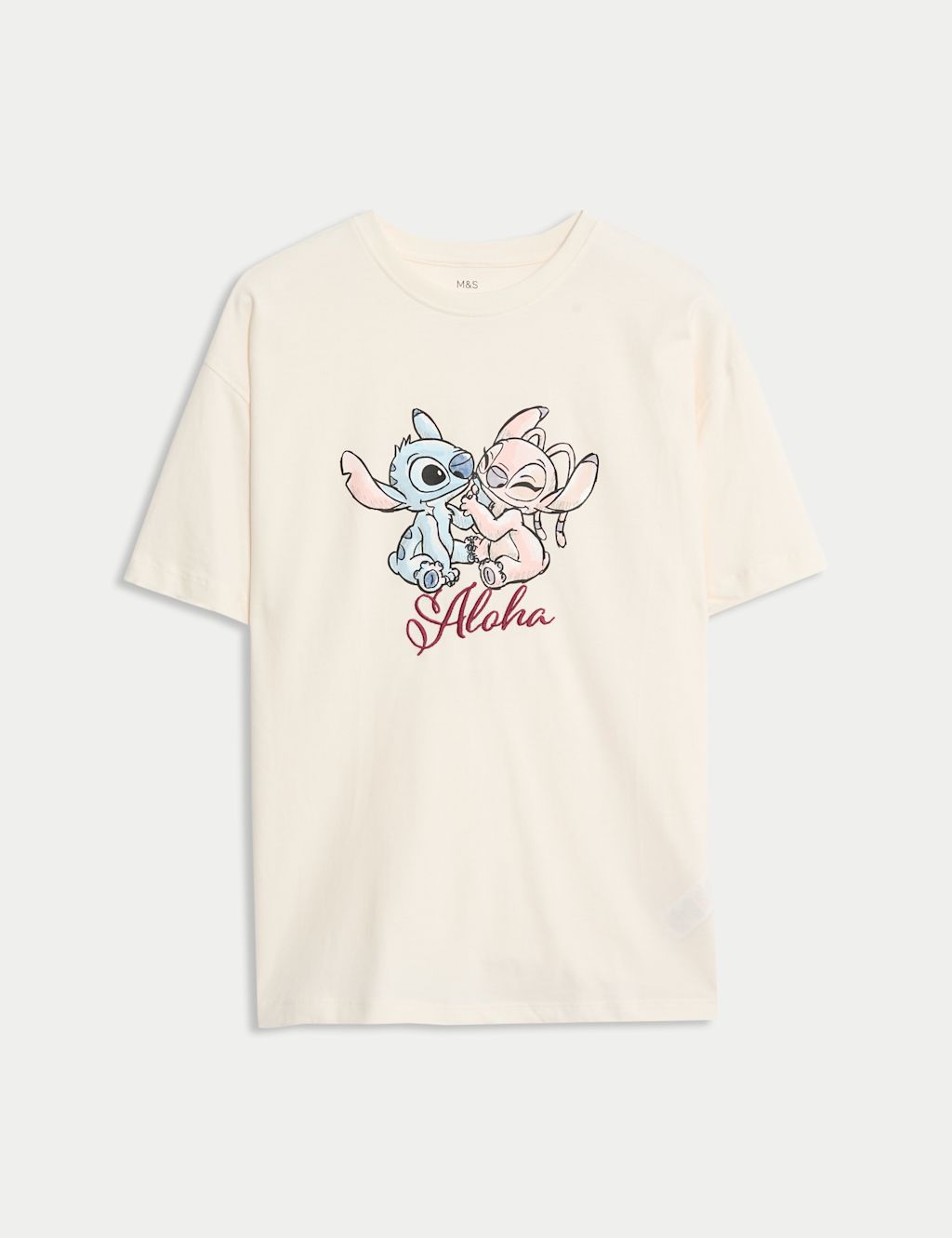 M&S Pure Cotton Lilo & Stitch™ T-Shirt (6-16 Yrs) - 9-10Y - Ecru Mix, Ecru Mix