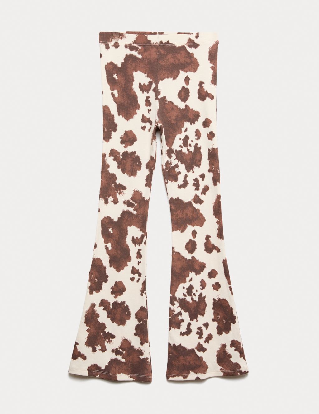 M&S Cotton Rich Pony Print Flared Leggings (2-16 Yrs) - 6-7 Y - Brown Mix, Brown Mix