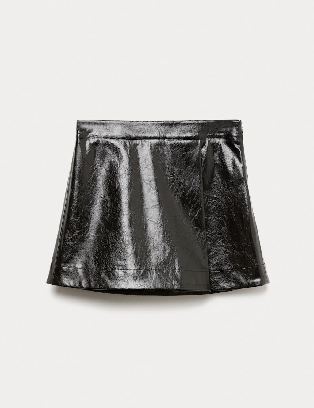 M&S Faux Leather Mini A Line Skirt (6-16 Yrs) - 10-11 - Black, Black