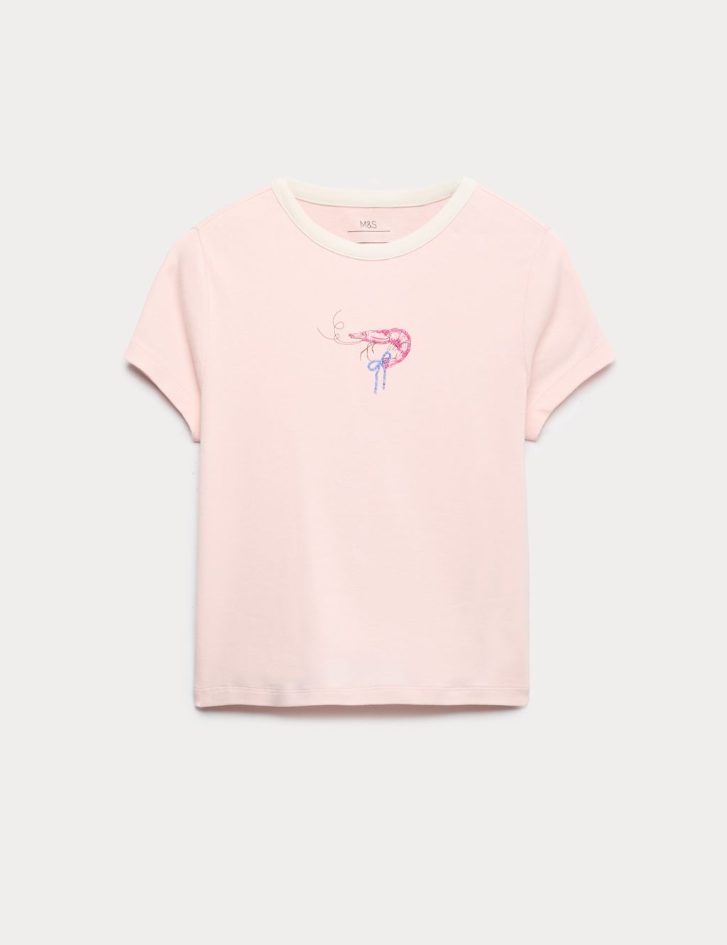 M&S Cotton Rich Beaded Graphic T-Shirt (6-16 Yrs) - 14-15 Years - Light Pink, Light Pink