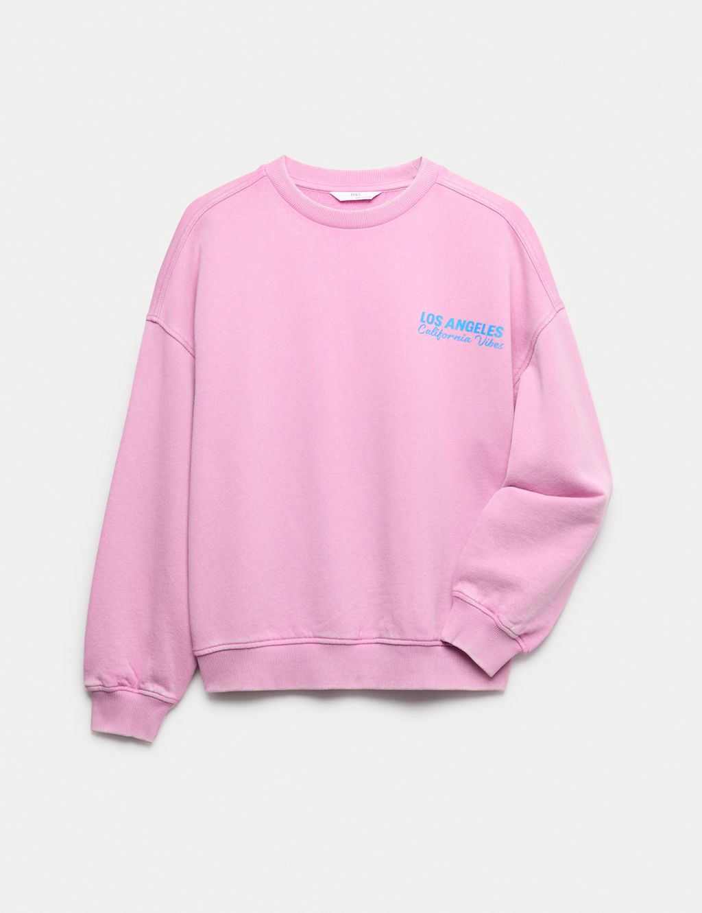 M&S Pure Cotton California Vibes Sweatshirt (6-16 Yrs) - 14-15 Years - Soft Magenta, Soft Magenta