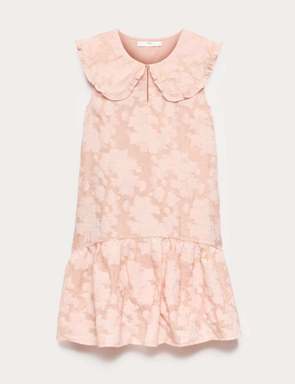 M&S Jacquard Collared Dress (6-16 Yrs) - 10-11 Years - Pink Mix, Pink Mix