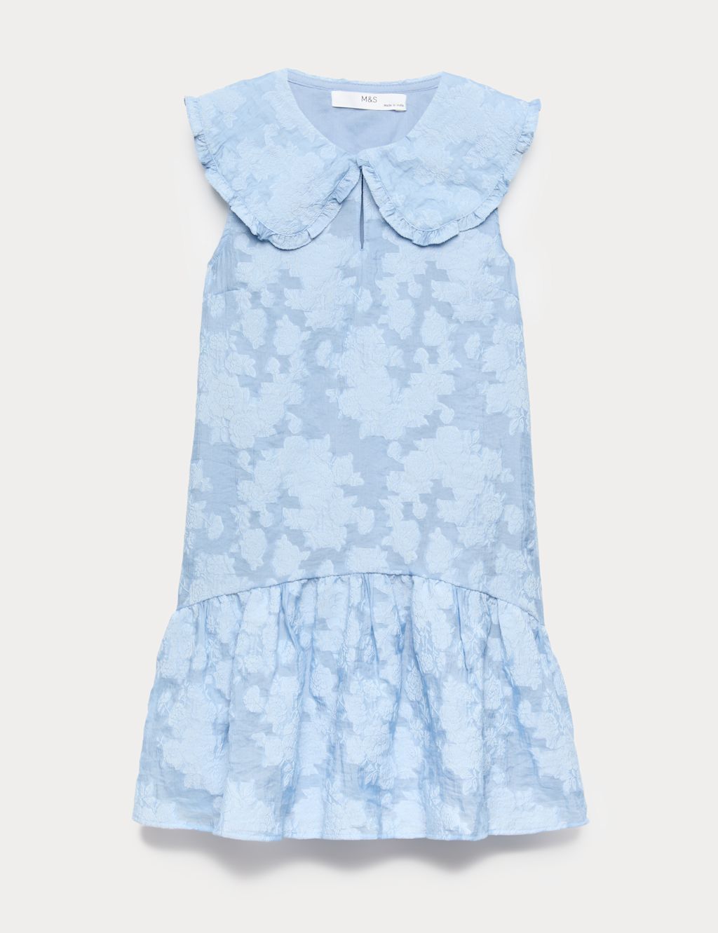 M&S Jacquard Collared Dress (6-16 Yrs) - 10-11 Years - Blue Mix, Blue Mix