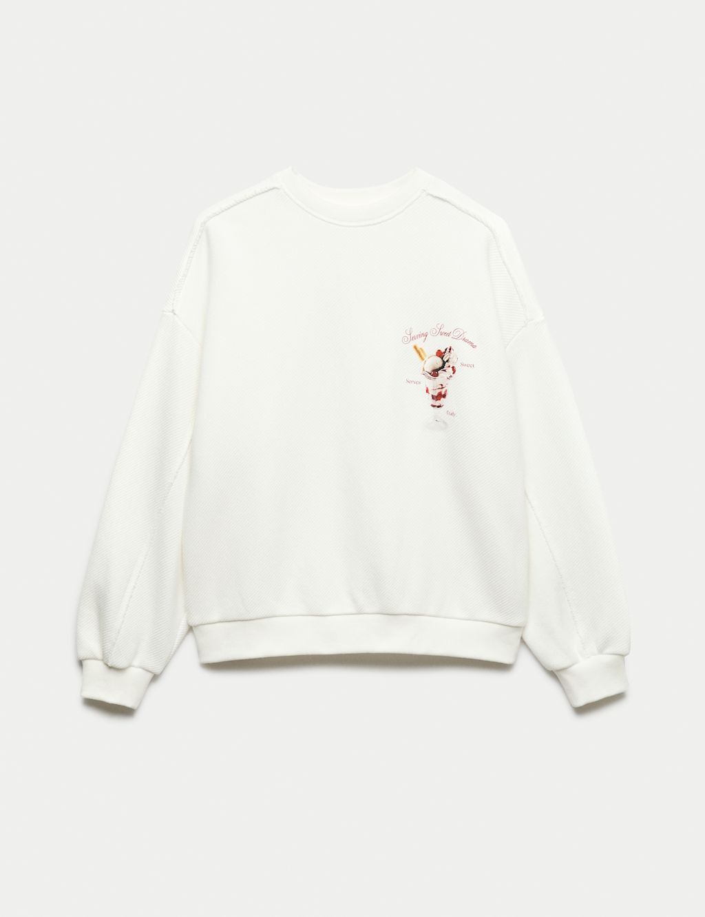 M&S Cotton Rich Ice Cream Graphic Sweatshirt (6-16 Yrs) - 10-11 Years - Ecru, Ecru