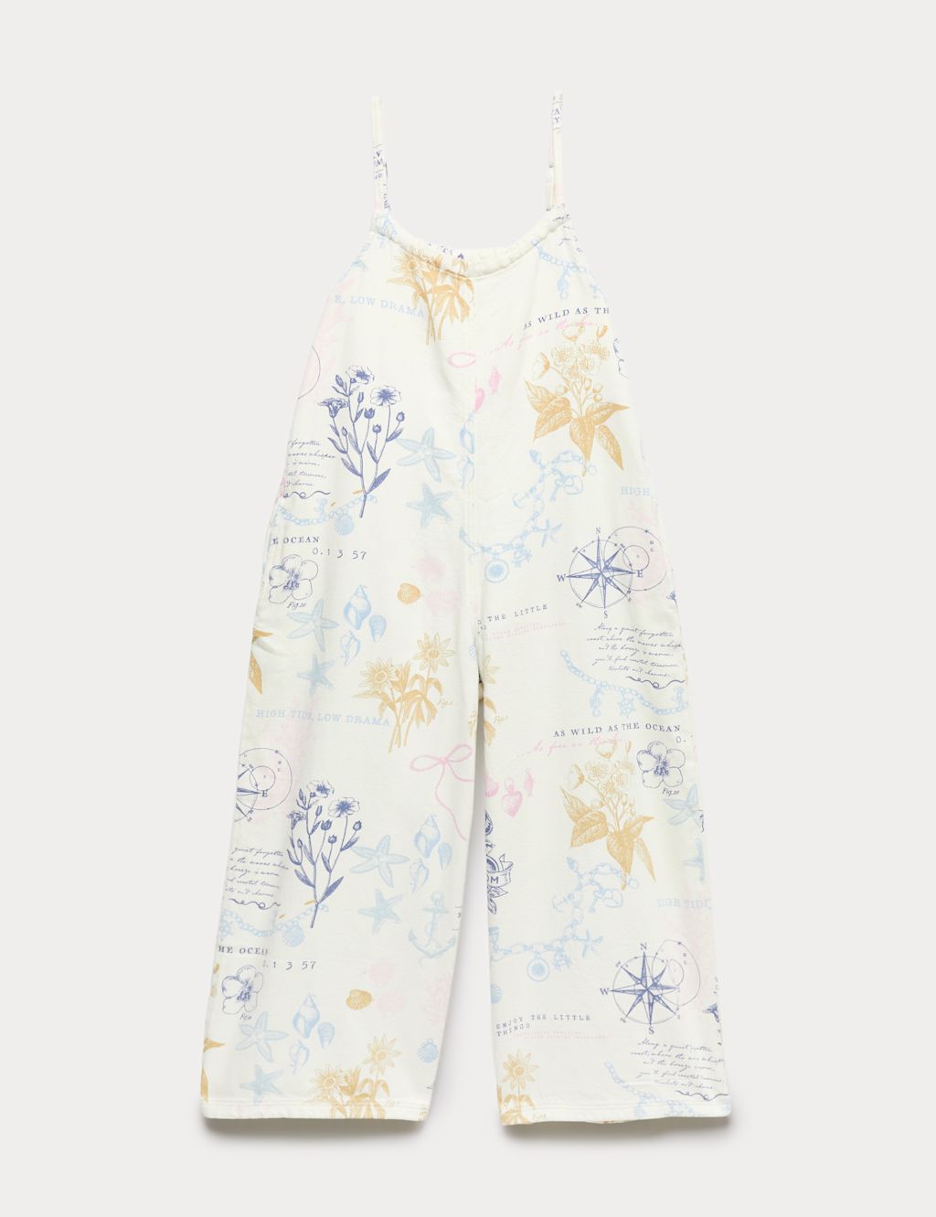 M&S Denim Twill Wide Leg Jumpsuit (6-16 Yrs) - 10-11 Years - Ecru Mix, Ecru Mix