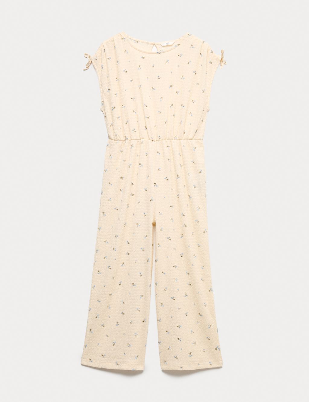 M&S Floral Crinkle Wide Leg Jumpsuit (6-16 Yrs) - 10-11 Years - Ecru Mix, Ecru Mix