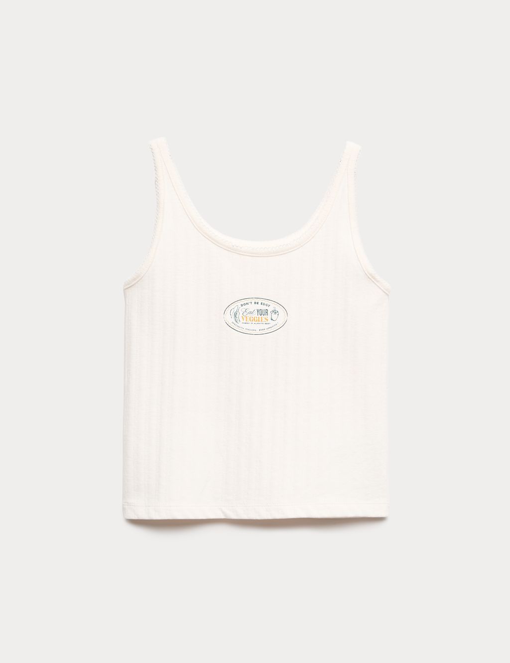 M&S Cotton Rich Pointelle Cami Top (6-16 Yrs) - 10-11 Years - Ecru Mix, Ecru Mix