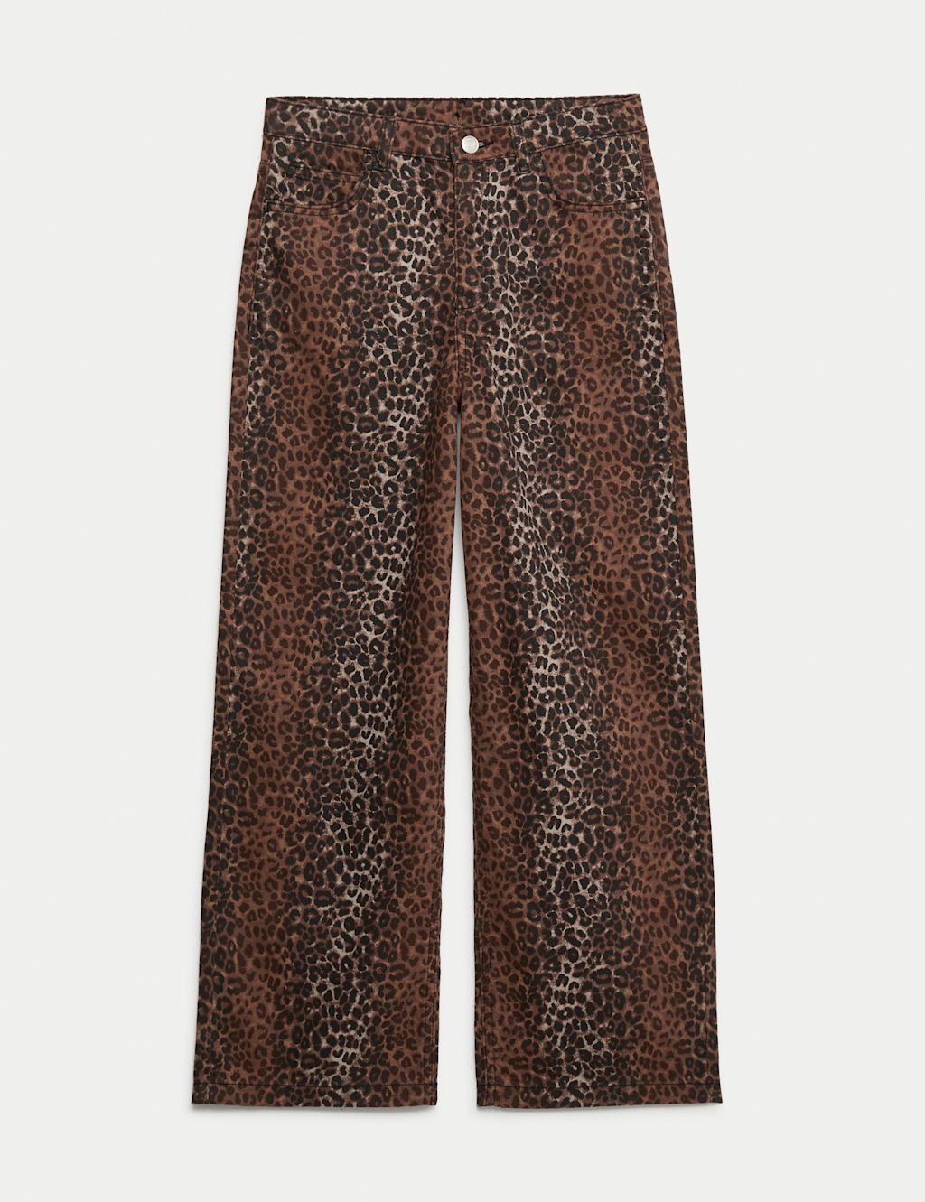 M&S Leopard Print Wide Leg Jeans (6-16 Yrs) - 10-11 Years - Sunstone, Sunstone