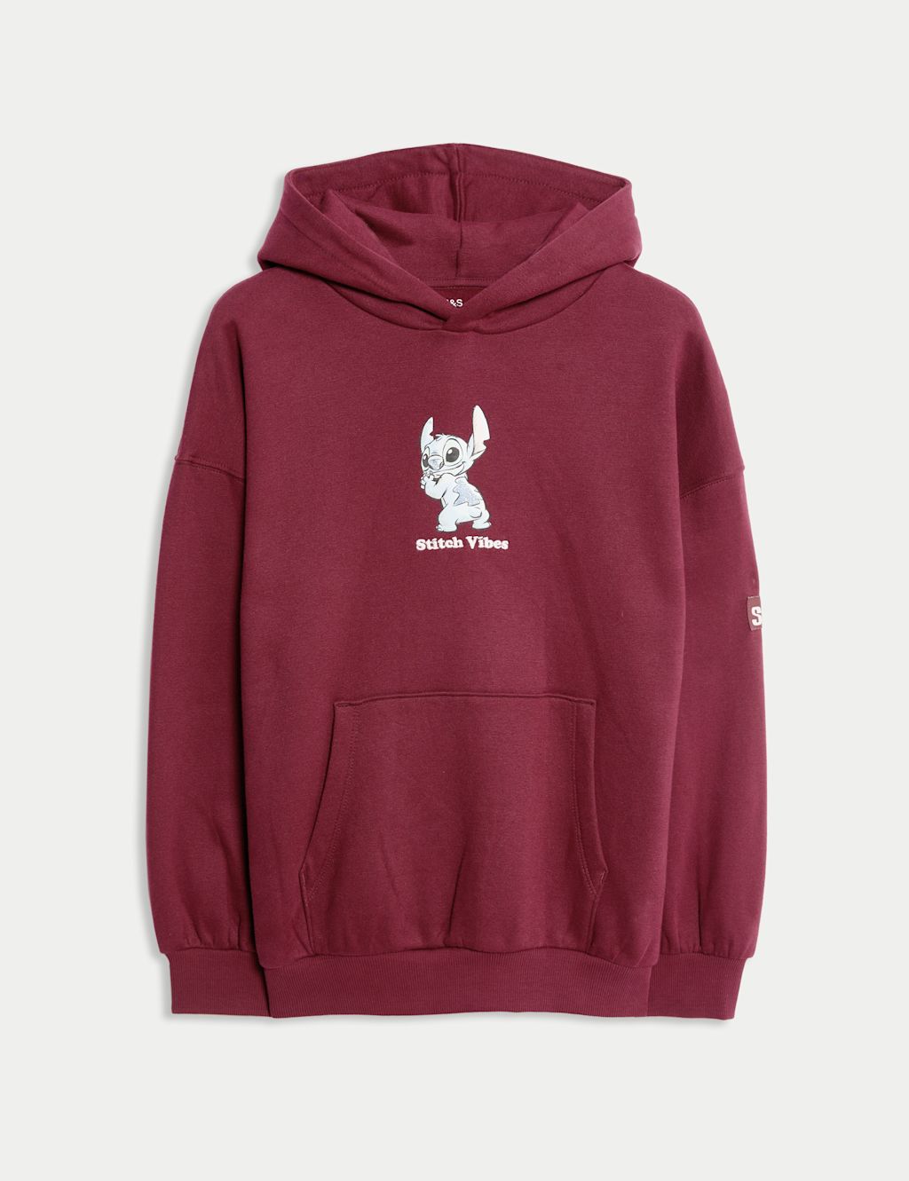 M&S Cotton Rich Lilo & Stitch™ Hoodie (6-16 Yrs) - 10-11 - Burgundy, Burgundy