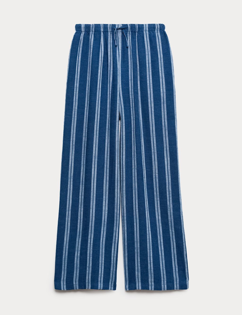 M&S Linen Blend Striped Wide Leg Trousers (6-16 Yrs) - 10-11 Years - Navy, Navy