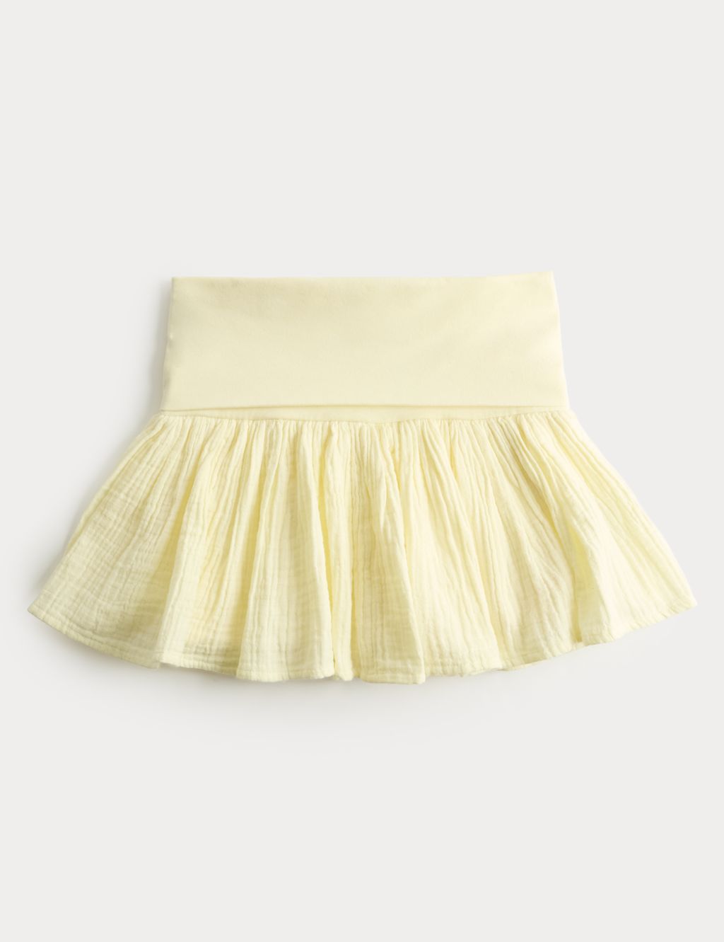 M&S Cotton Rich Fold Over Mini Skort (6-16 Yrs) - 6-7 Years - Pale Yellow, Pale Yellow