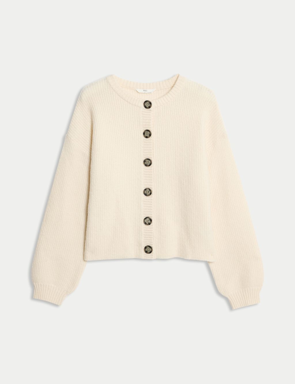 M&S Ribbed Knitted Cardigan (6-16 Yrs) - 10-11 - Ivory, Ivory