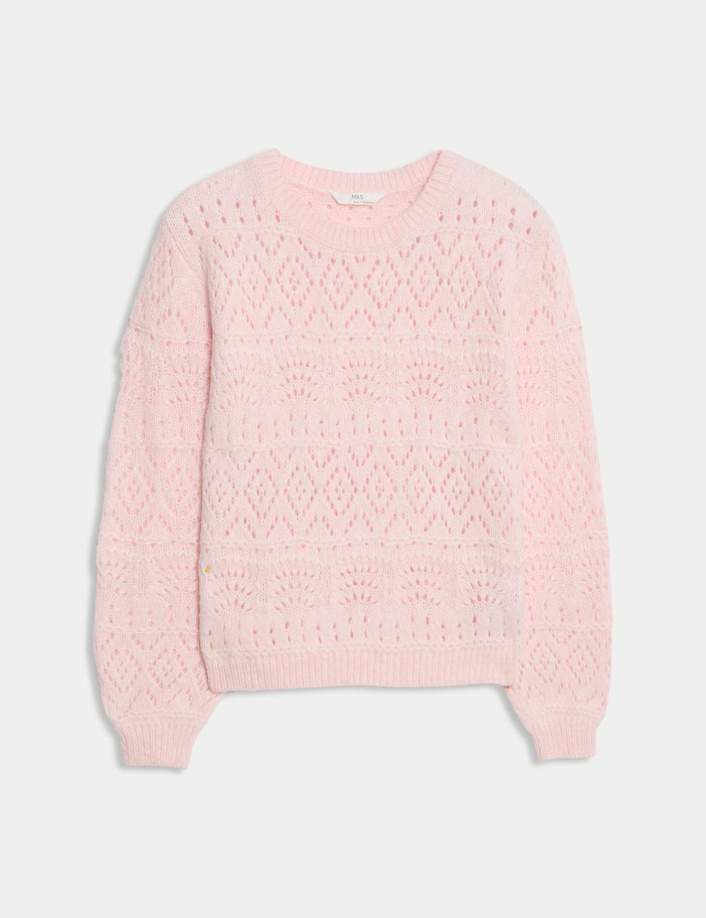M&S Patterned Knitted Jumper (2-16 Yrs) - 7-8 Y - Light Pink, Light Pink