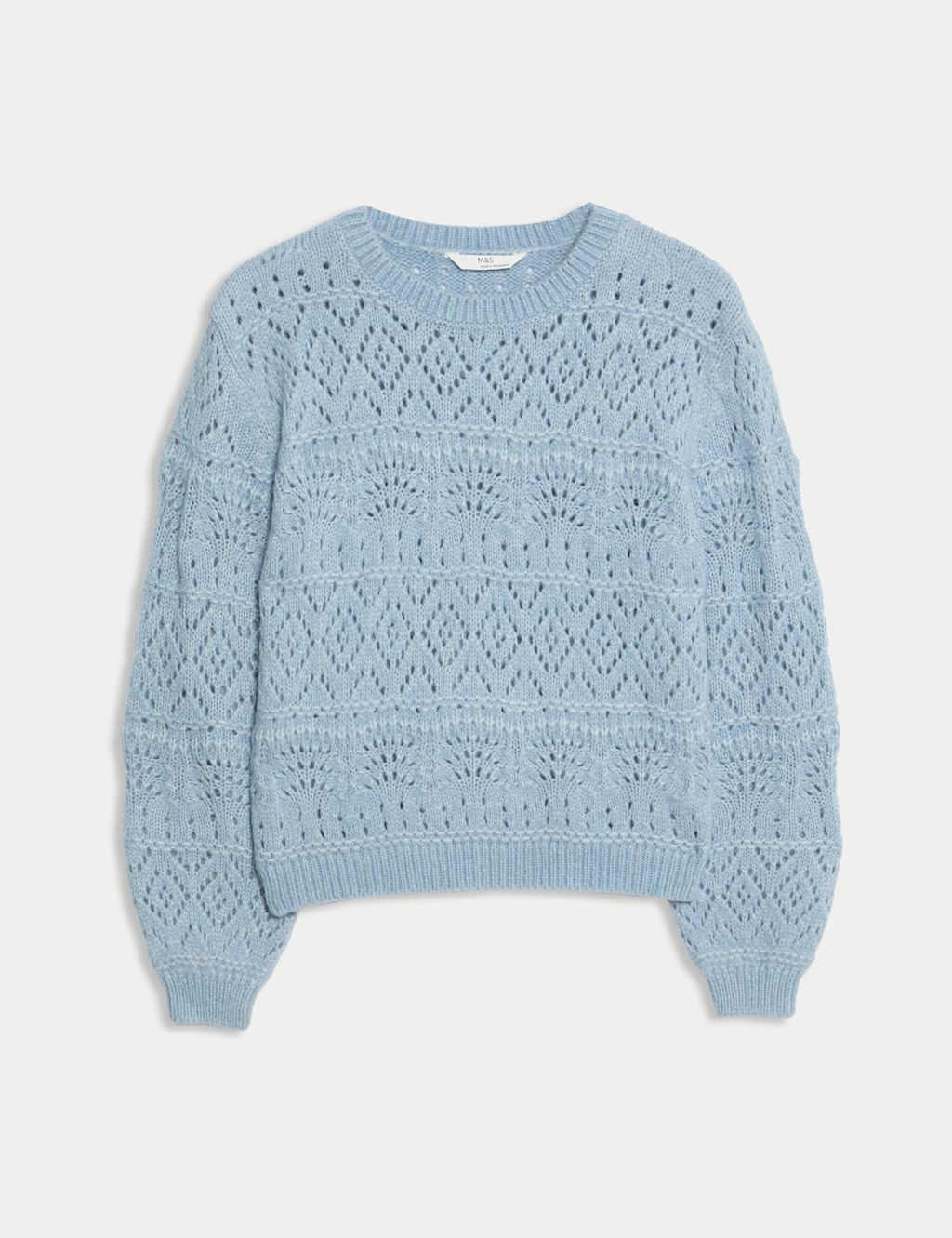 M&S Patterned Knitted Jumper (2-16 Yrs) - 6-7 Y - Blue, Blue