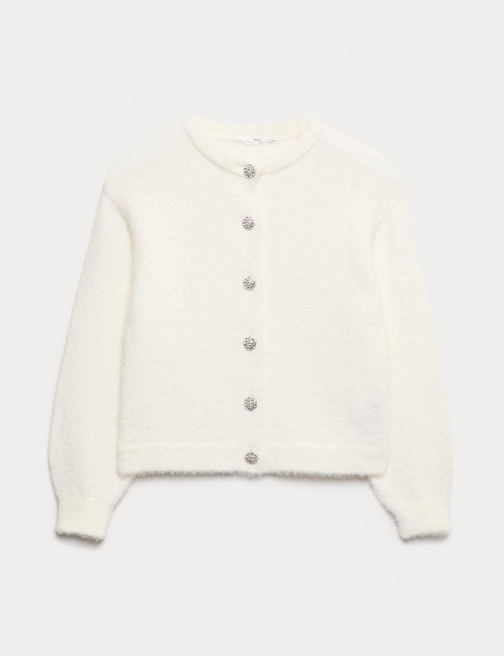 M&S Bling Button Cardigan (6-16 Yrs) - 10-11 - Ivory, Ivory
