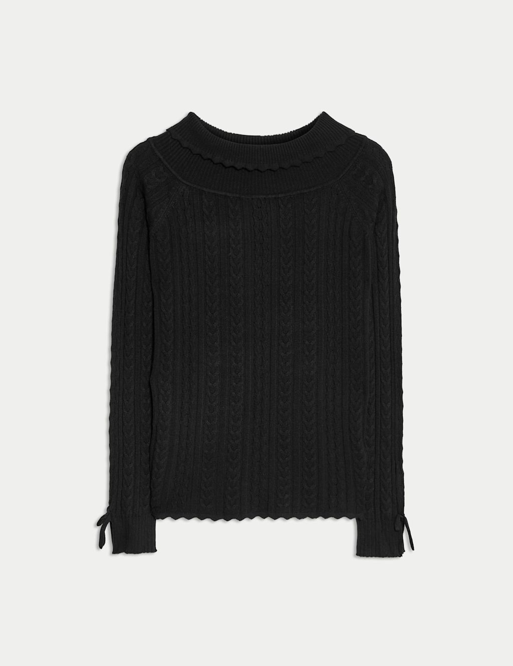 M&S Knitted Bardot Top (6-16 Yrs) - 10-11 - Black, Black