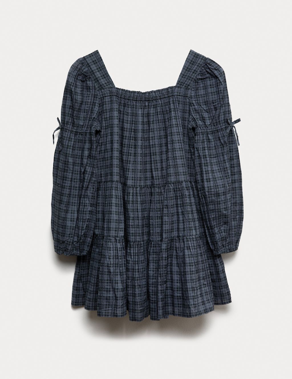 M&S Pure Cotton Checked Dress (6-16 Yrs) - 10-11 - Black Mix, Black Mix