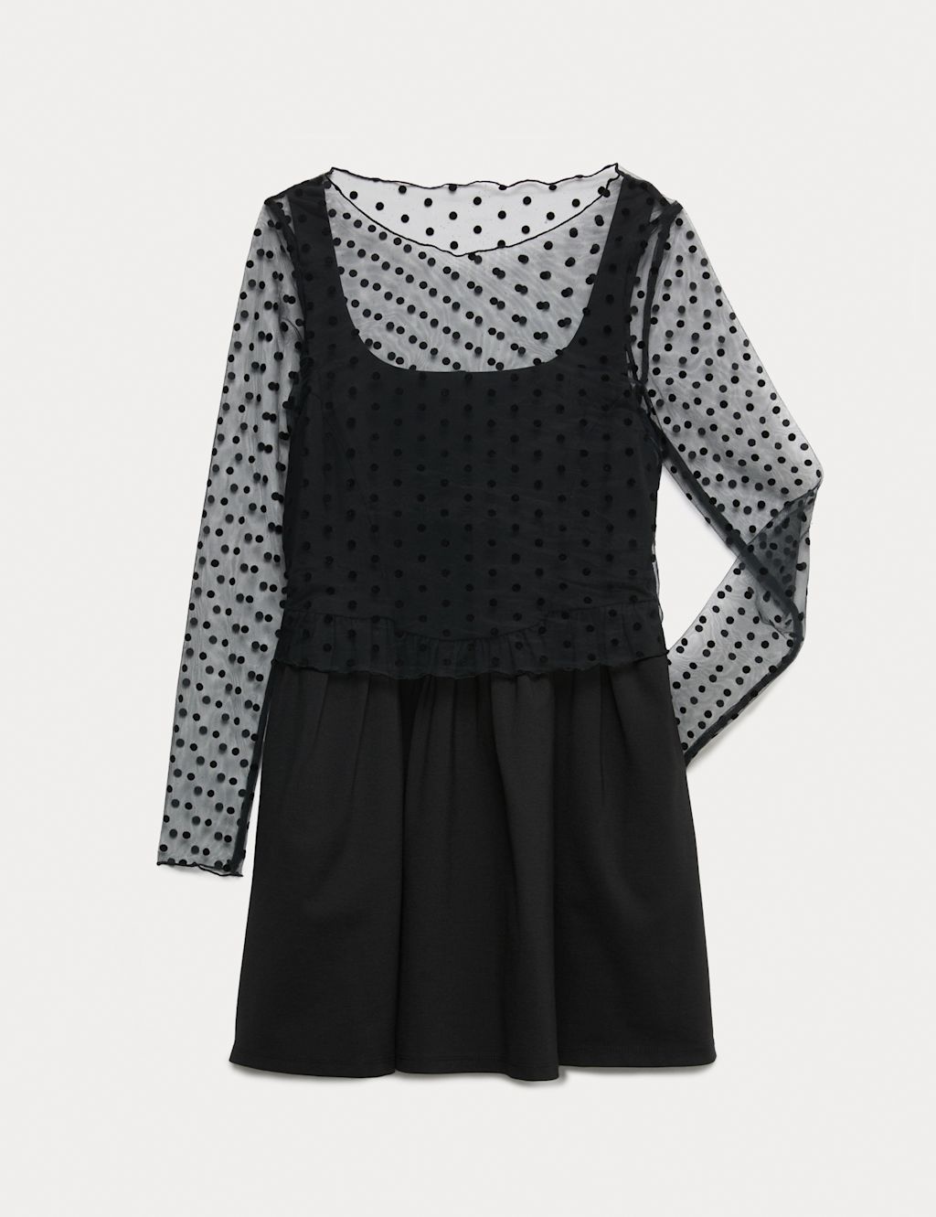 M&S 2pc Spotted Halloween Dress (6-16 Yrs) - 10-11 - Black, Black
