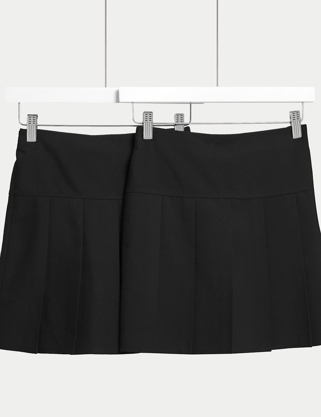 M&S 2 Pack Girls Plus Fit Pleated School Skirts (2 - 18 Yrs) - 3-4 Years - Black, Black