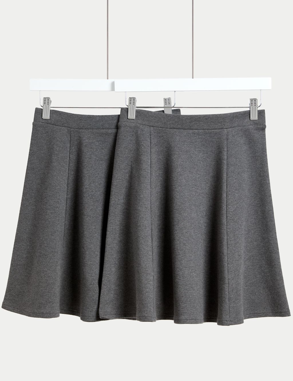 M&S 2 Pack Girls Jersey Skater School Skirts (2-18 Yrs) - 11-12 - Grey, Grey