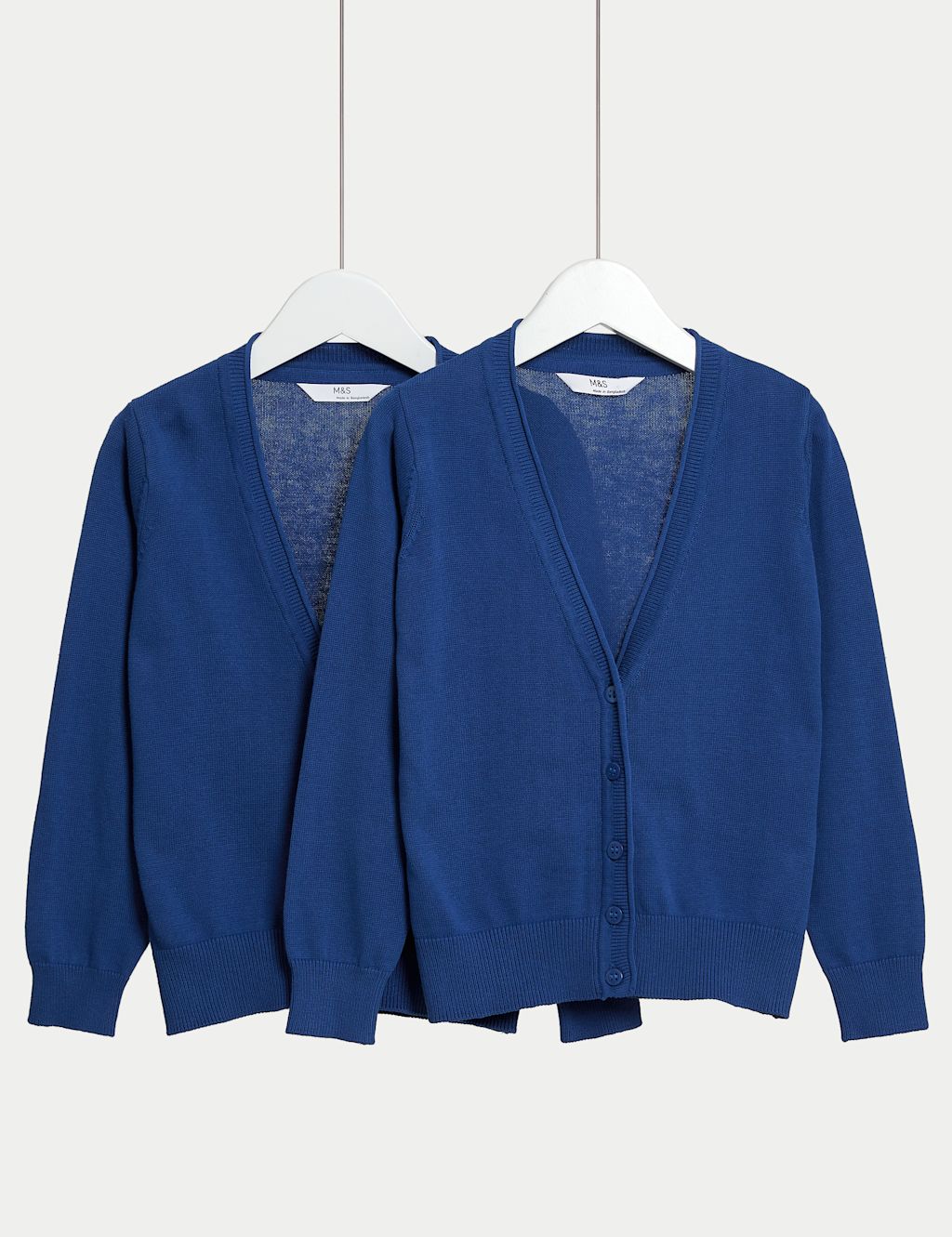M&S 2 Pack Girls Pure Cotton School Cardigan (3-18 Yrs) - 10-11 Years - Blue, Blue