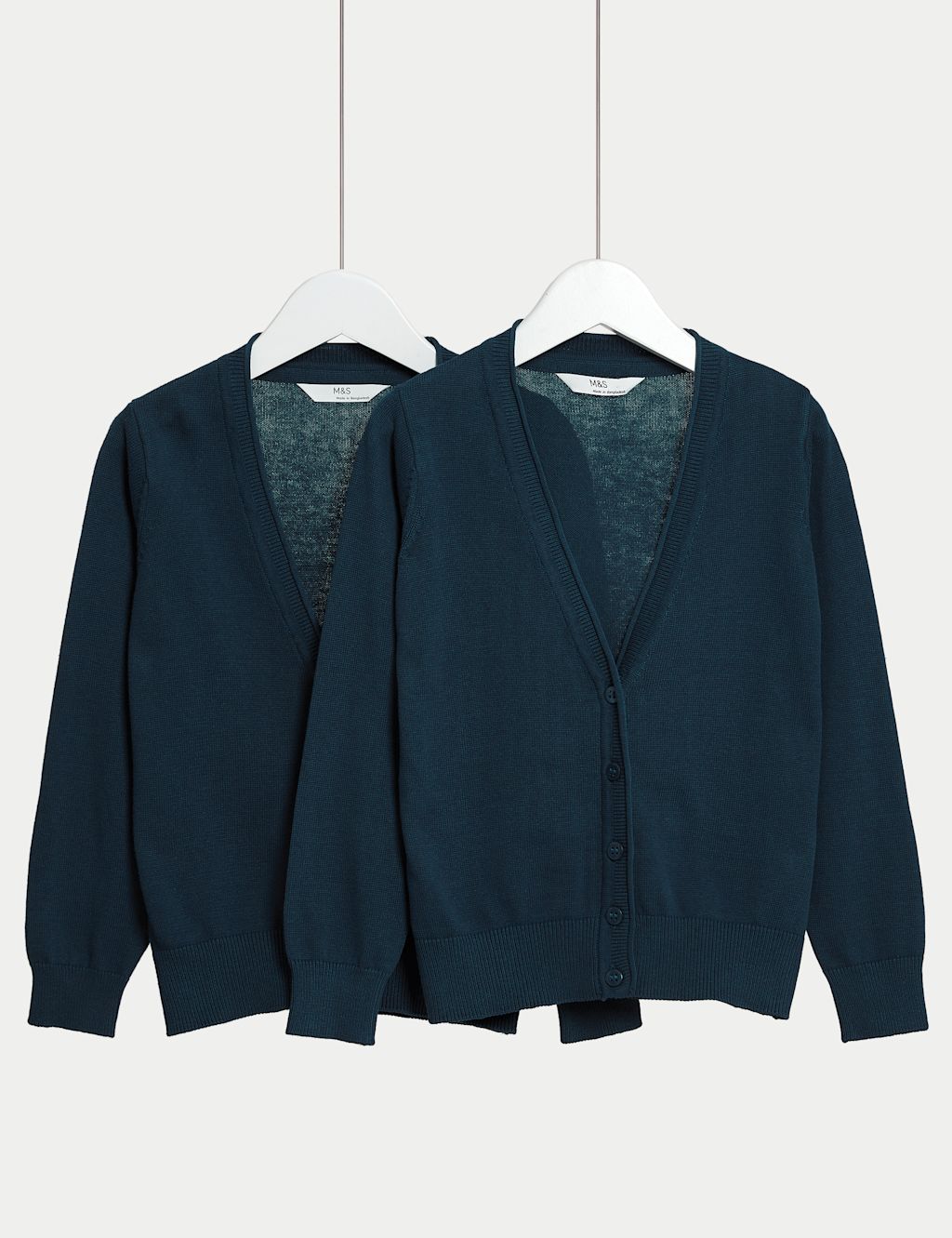 M&S 2 Pack Girls Pure Cotton School Cardigan (3-18 Yrs) - 10-11 Years - Navy, Navy