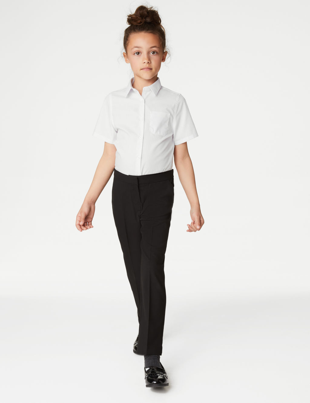 M&S Girls Slim Leg School Trousers (2-18 Yrs) - 10-11 - Black, Black