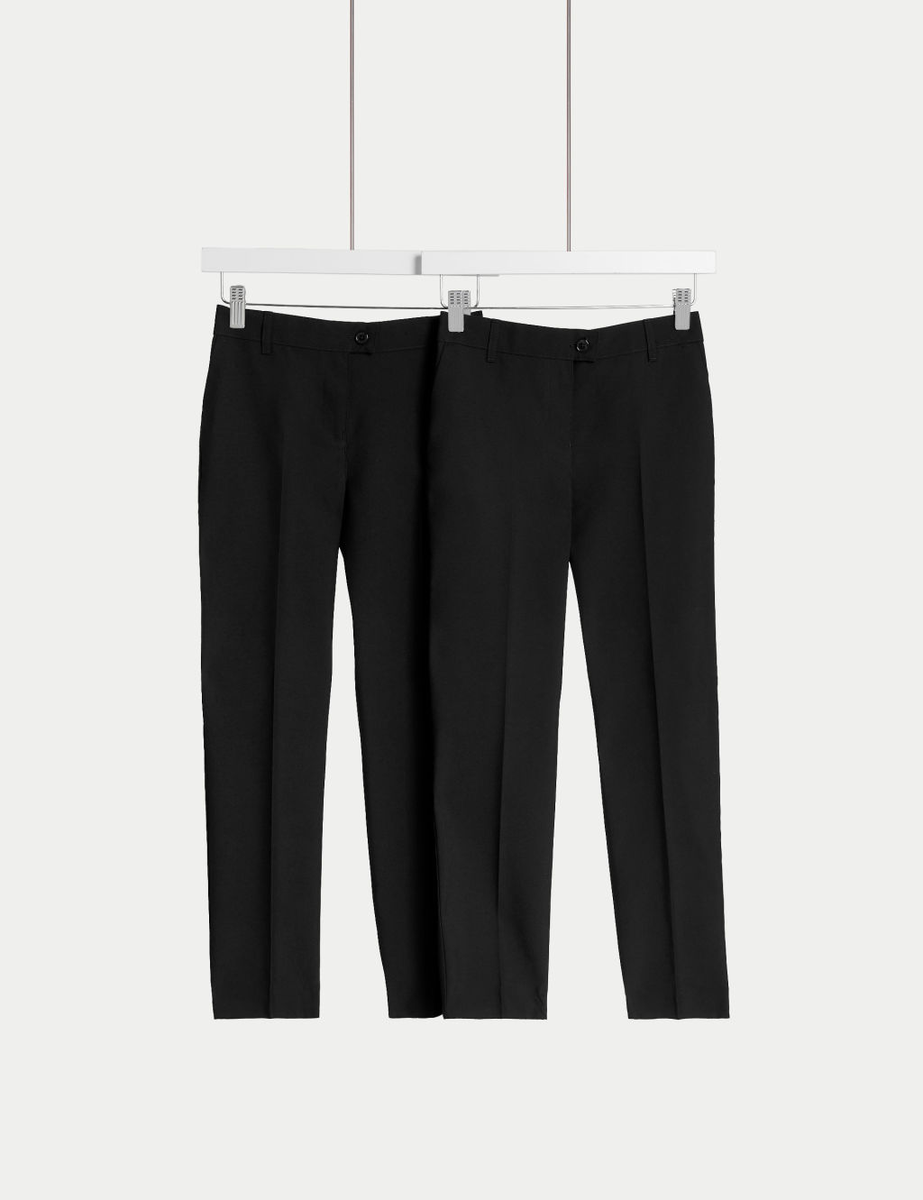 M&S 2 Pack Girls Regular Leg Slim Fit School Trousers (2-18 Yrs) - 2-3 Y - Black, Black