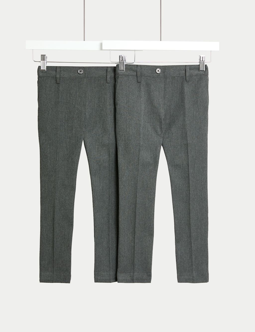 M&S 2 Pack Girls Slim Fit Easy Dressing School Trousers (3-18 Yrs) - 16-17 - Grey, Grey