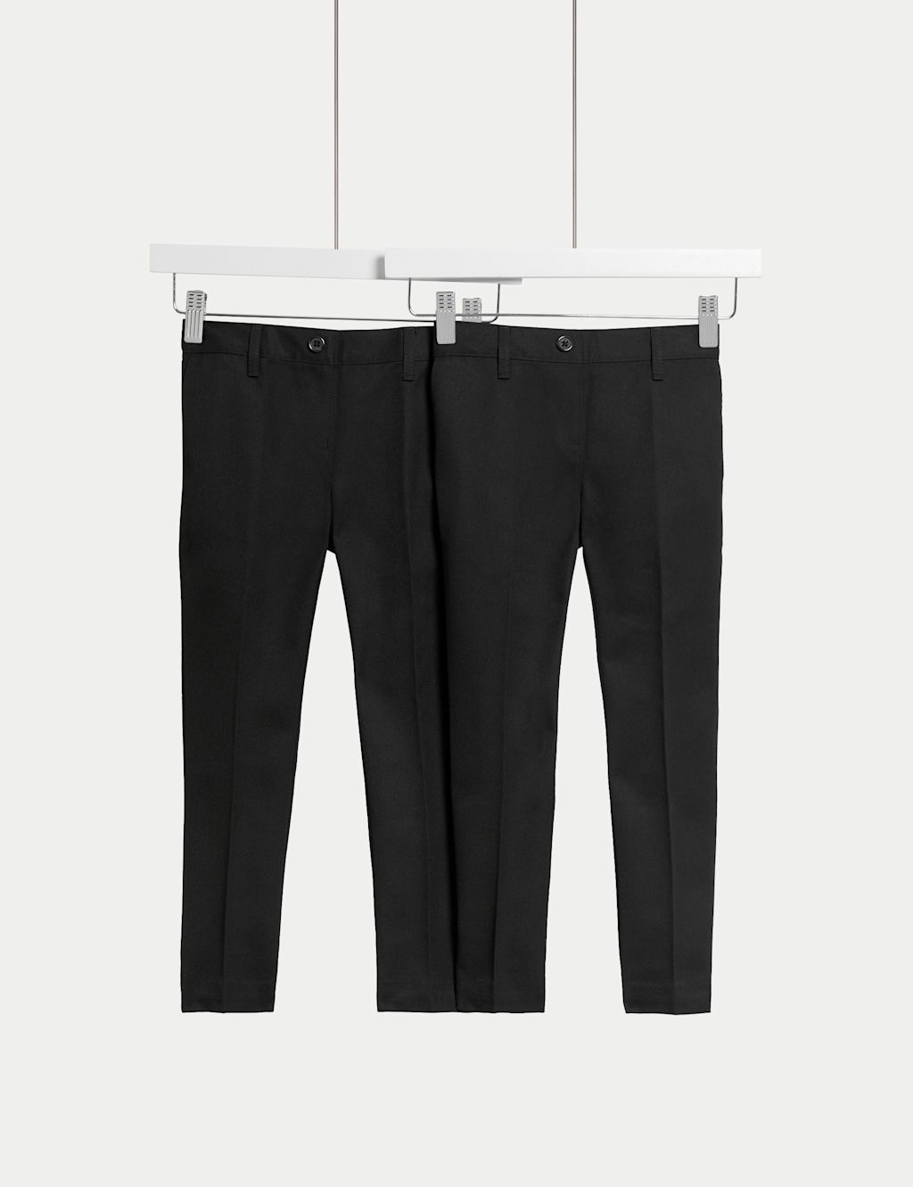 M&S 2 Pack Girls Slim Fit Easy Dressing School Trousers (3-18 Yrs) - 17-18 - Black, Black