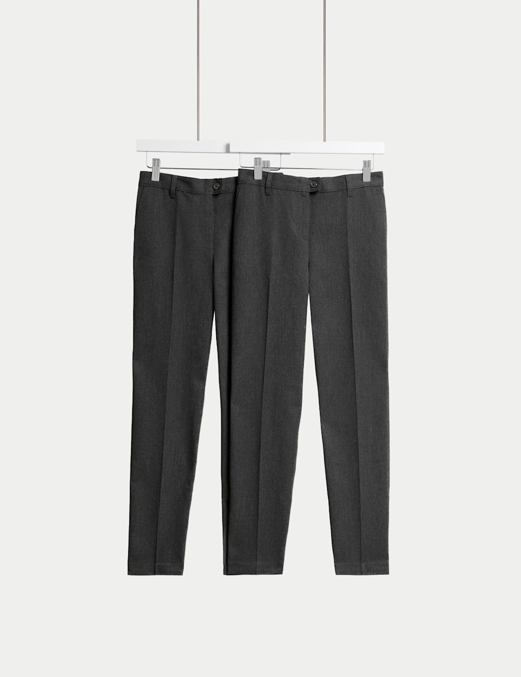 M&S 2 Pack Girls Regular Leg School Trousers (2-18 Yrs) - 10-11XL - Grey, Grey
