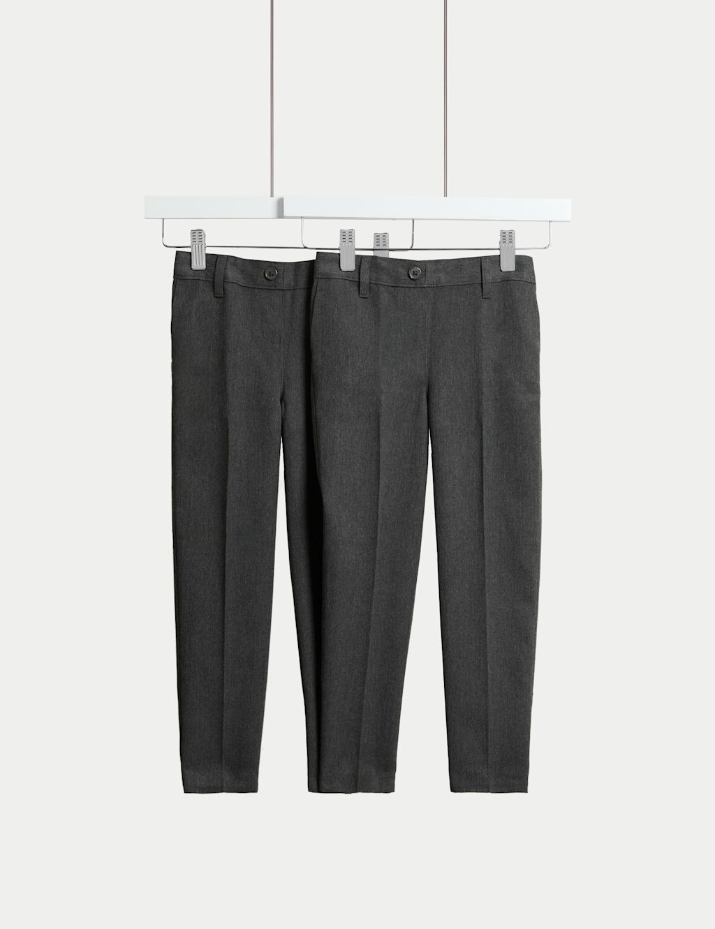 M&S 2 Pack Girls Regular Leg Slim Waist School Trousers - 10-11 - Grey, Grey