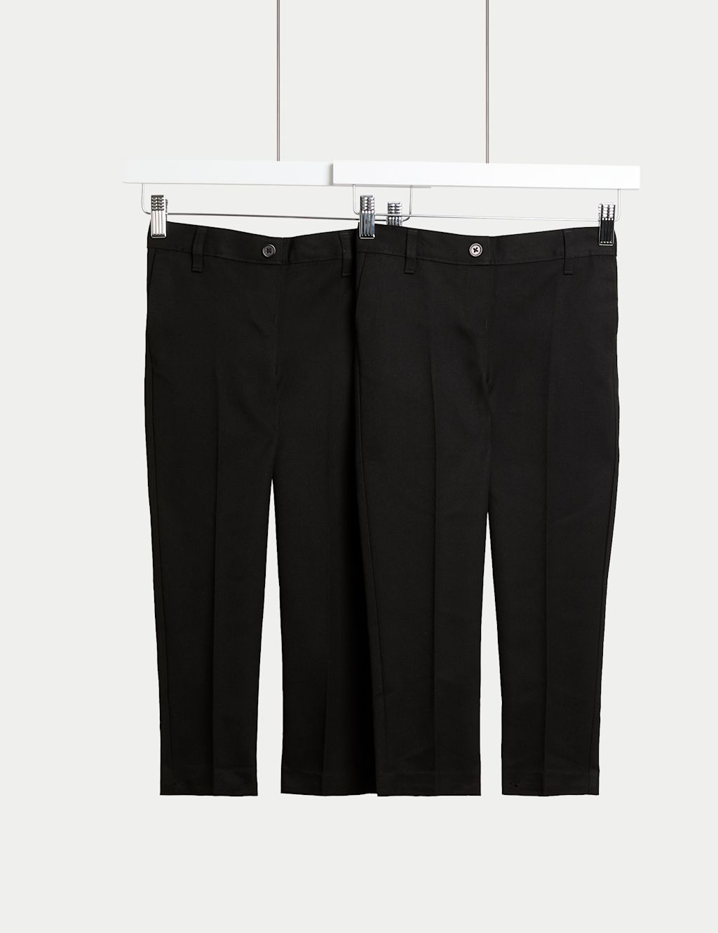 M&S 2 Pack Girls Regular Leg Trousers (2-18 Yrs) - 10-11 - Black, Black